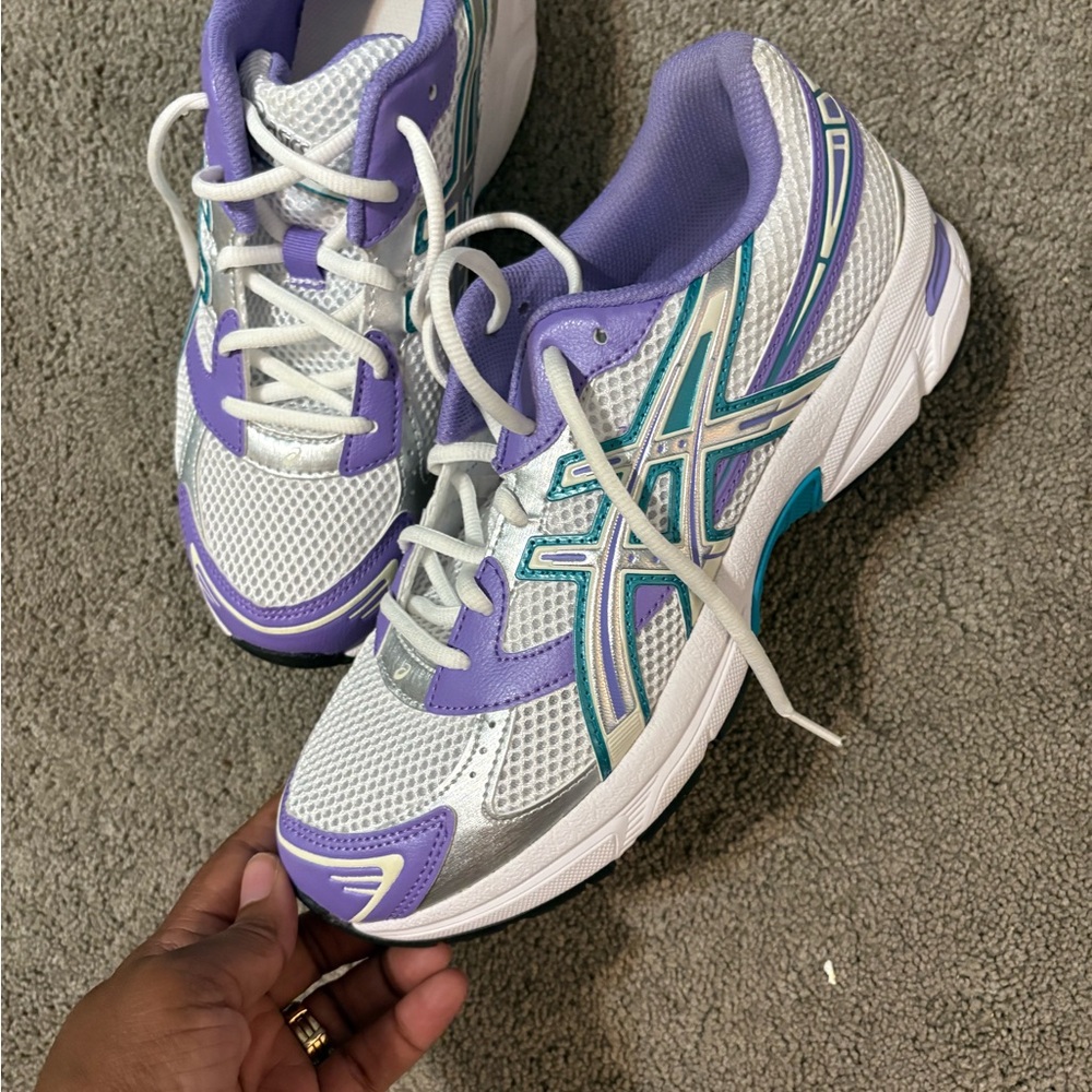 ASICS Women's White, Purple, and Teal Athletic Shoes
